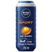 NIVEA MEN NIVEA MEN Sport Shower Gel (1 x 250 ml) Cleansing Care Enriched with Minerals 3 in 1 Shower Gel for Men Conditioner Body Wash Face & Hair for a 24-Hour Freshness Effect