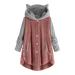 Hanxiulin fleece jacket plush jacket cuddly jacket women fleece jacket basic hooded jacket breathable transition jacket coat outerwear fluffy jacket 4xl pink