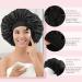 Silk Sleep Hood Bonnet Set - 2 Adjustable Satin Sleeping Caps with Hair Ties - Women's Sleepwear (Black & Pink) - Buy Online on GoSupps.com