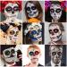 Day of the Dead Sugar Skull Face Tattoos - 10 Sheets Halloween Temporary Makeup for Women/Men/Adults - Dia De Los Muertos Party Costume Stickers - Buy Online on GoSupps.com