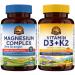 Vitalitown Ultra Magnesium & Vitamin D3 K2 Bundle (Pack of 2) | 10 in 1 Magnesium Complex & 10000 IU D3 MK-7 | for Bone Muscle Heart Sleep Teeth & Immune| 90 Mag Capsules & 90 D3 Softgels