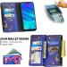 Miago 9 Card Slots Leather Cover for Huawei Y7 2019 - Colorful Zipper Flip Wallet Case Blue Butterfly Design | Protective PU Leather Pocket Case - Buy Online on GoSupps.com