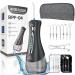 Water Dental Flosser Teeth Pick with 7 Tips - 4 Modes Water Flossers for Teeth Portable and Rechargeable IPX7 Waterproof Cordless Oral Irrigator with 320ml Tank and Tips Box Travel Bag(Black)