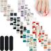 20 Sheets Nail Stickers Self-Adhesive Nail Art Stickers Decals with Nail File Creative DIY Nail Art Decals Daisy Gold Stamping Nail Polish Stickers for Women Girls