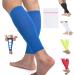 360 RELIEF Compression Calf Sleeves - for Fitness Sports | Shin Splints Torn Muscle Cramps Workout Circulation Running Jogging Marathon Hiking | 1 Pair Large Blue with Mesh Laundry Bag | Blue L-1PAIR