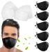 5 Layer Breathable Cotton Face Mask with Filter Reusable Black Face Masks Washable Uk with Adjustable Ear Straps Nose Wire & Replaceable Filters for Unisex Black 5