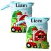 In Germany names personalized wetbag naspocket with 2 separate subjects as a diaper bag in kindergarten or on the go (2 pieces of tractor)