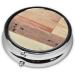 Rustic Wood Background Round Pill Box | Portable Mini Pill Organizer with 3 Compartments - Ideal for Pocket & Purse - Buy Online on GoSupps.com