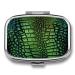 Pill Box Alligator Skin Print 2 Compartment Medicine Pill Case Pill Organizer Decorative Metal Portable Pill Box for Pocket Or Purse Style