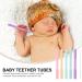 NUOBESTY Hollow Teether Tubes 5 Pack with Brush - Soft Silicone Teething Toys for Babies | Chewable Straw Toys for Infants and Toddlers - Buy Online on GoSupps.com