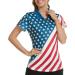 VALANCH Women's Short Sleeve Golf Polo Shirt - Lightweight Tennis Apparel with Large American Flag Print - Buy Online on GoSupps.com