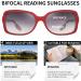 JM Classic Bifocal Reading Glasses - Square Stylish Gradient Sunglasses for Women - Red 2.25x - Buy Online on GoSupps.com