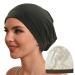 Hat Hut 100% Mulberry Silk Lined Sleep Cap Pure Silk Bonnet for Curly Hair Wrap Bonnet for Sleeping Silk Lined Slouchy Beanie One Size GREEN