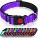 Taglory dog collar soft padded neoprene nylon dog collar for large dogs adjustable and reflective for training purple l (1 Pack) purple