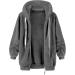 Hanxiulin Women's 5XL Fleece Jacket - Warm Plush & Windproof Cuddly Trench Coat in Dark Gray - Buy Online on GoSupps.com