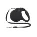 Ddoxx dog leasic - stable reflective nylon strip dog leash bite -proof - roller leash break & lock system - XS (black) XS |3 m |Up to 8 kg black