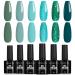 Tomicca uv nail polish blue green glitter set 6 colors autumn glitter gel nail polish soak off uv/led gift not toxic and durable Christmas set for starter nail art salon diy home 8ml a101092