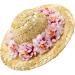 POPETPOP Pet Flower Straw Hat - Size S, Pink Flower - Cute Dog Sunhat for Spring and Summer - Buy Online on GoSupps.com