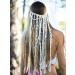 GORTIN Bohemian Macrame Headbands White Macrame Wedding Veil Boho Hippie Feather Headband Bridal Headpiece Accessories for Women and Girls