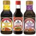 Kikkoman Teriyaki Marinade 250ml With Teriyaki Roasted Garlic Sauce 250ml & Teriyaki Sauce with Toasted Sesame 250ml (3 Pack Mixed Bundle)