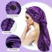 2PCS Satin Hair Braid Bonnet - Black+Purple | Extra Long & Foldable Sleep Cap for Black Women - Single Layer Soft Hair Bonnet for Dreadlocks - Buy Online on GoSupps.com