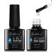 Gelike ec 6 in 1 Gel Nail Glue Base Coat and Top Coat Set - 2x8ml Base and No Wipe Top Coat Gel Polish Super Shiny Stain Resistant for False Nail Tips Long Lasting UV Needed C-Top Coat+Clear Nail Glue