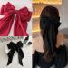 Kinretixia 2 Pieces Hair Bow Clips for Women Large Satin Hair Bows Long Tail Alligator Clips Big Hair Bow Girls Hair Black/Red Wine - Buy Online on GoSupps.com