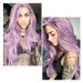 Long Wavy Purple Synthetic Lace Front Wig Heat-Resistant Lavender Wigs for Women Natural Side Part 61cm Dark Violet - Buy Online on GoSupps.com