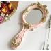 Vintage Princess Handheld Makeup Mirror with Rose Embossed Design - Pink - Buy Online on GoSupps.com
