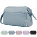 Narwey Large Makeup Bag Wide-Open Zipper Pouch Travel Toiletry Bag Cosmetic Organizer for Women (Greyish Blue)