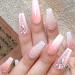 Leuhiove Glitter Gradient Pink Ballerina Press on Nails - Luxurious Crystal Gem Design for Women and Girls - Buy Online on GoSupps.com