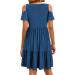 Women's Summer Floral Cold Shoulder T-Shirt Dress with Pocket - Blue Medium - Buy Online on GoSupps.com