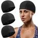 3 Pack Elastic Swimming Caps Comfortable Fabric Swimming Cap Unisex Swimming Cap Non-Slip Swimming Caps for Women Men Children Black