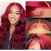 Burgundy Lace Front Human Hair Wig 20 Inch Body Wave 99J Color | Pre Plucked & Bleached Knots | 160% Density HD Lace Frontal Wig for Black Women - Buy Online on GoSupps.com
