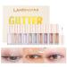 LANGMANNI 10Pcs Liquid Glitter Eyeshadow Korean Makeup Set  Shimmer Pigmented Long Lasting Quick Drying Easy to Apply Crystals Glitter Eyeshadow (10pcs Set)
