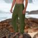 Men's Slim Fit Linen Blend Dress Sweat Pants | Elastic Drawstring Waist | Lightweight Yoga Pants in Army Green - 3XL - Buy Online on GoSupps.com