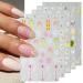 JMEOWIO 6 Sheets Daisy Flower Nail Art Stickers Decals Self-Adhesive Spring Summer Floral Nail Supplies Nail Art Design Decoration Accessories