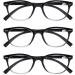 Stylish Women Reading Glasses 2.0 (3 Pair) with Spring Hinge Design +2.00 Black Readers for Fashionable Ladies - Includes Reading Pouch - Buy Online on GoSupps.com