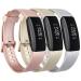 [3 Pack] Silicone Bands Compatible with Fitbit Inspire 2 & Fitbit Inspire HR & Fitbit Inspire & Fitbit Ace 2, Soft Sport Replacement Wristbands for Women Men (Rose Gold+Gold+Silver, Small) rose gold/gold/silver Small