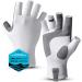 Tough Outdoors UV Fishing Gloves - Fingerless Fishing Gloves Men & Women - UPF 50+ Sun Gloves - UV Protection Kayaking Gloves - Sun Protection Fishing Gloves - Paddling Gloves & Sailing Gloves L / XL White