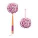 AmazerBath Shower Sponge Loofah Back Scrubber, PE Soft Mesh Loofah Body Scrubber with Long Wooden Handle, Bath Sponge for Men Women (Pink)