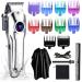 Gabrella Men s Hair Clipper Beard Trimmer Hair Trimmer Shaver for Men Professional Barber Clippers Waterproof Cordless Hair Trimmer Rechargeable Trimmer Male Grooming Set Colorful Guide Combs Sliver