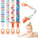 10 Pcs Dummy Clip Boys with Silicone Adapter PP Material Baby Pacifier Clip Soother Chain Holder Straps Teething Clips for Baby Teething Toys Baby Shower (Orange)