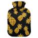 Heat bottle with reference 1 l of durable warm-up bag for handwheel warmer shoulder and neck pain cramps heating press and heat therapy patterns from retro-golden ananas black