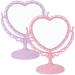 TBoxBo 2 Pack Heart Mirror Lovely Heart-Shaped Cosmetic Mirror Plastic Double-Sided Heart Mirror Rotatable Dresser Mirror Bathroom Bedroom Dressing Beauty Mirror for Girls Bedroom(Pink & Purple)