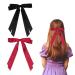 2 Pack Hair Bows for Women Black Bow Hair Clips French Barrette with Long Silky Satin Hair Ribbons for Women Girls(Black Red)