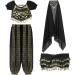 Moily Women's Indian Belly Dance Costume Set - Lantern Sleeves Coins Tops, Harem Pants, Hip Scarf - Black, One Size - Buy Online on GoSupps.com