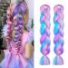 Aomig Braids Extensions - 2PC Colorful Art Hair for Box Braids | 24 Strands in Purple Pink Green & Blue - Buy Online on GoSupps.com