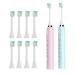 Sound Toothbrush Fast Cleaning Electric Toothbrush Pair Set Pink and Teal with 8 Toothbrush Replacement Heads