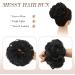 FESHFEN Messy Bun Hair Piece - Synthetic Wavy Curly Chignon Ponytail Extension for Women Girls Kids - Natural Black 38g - Buy Online on GoSupps.com